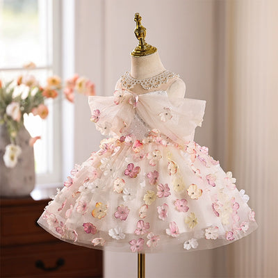 Vestido Infantil de Festa Florzinhas e Laço