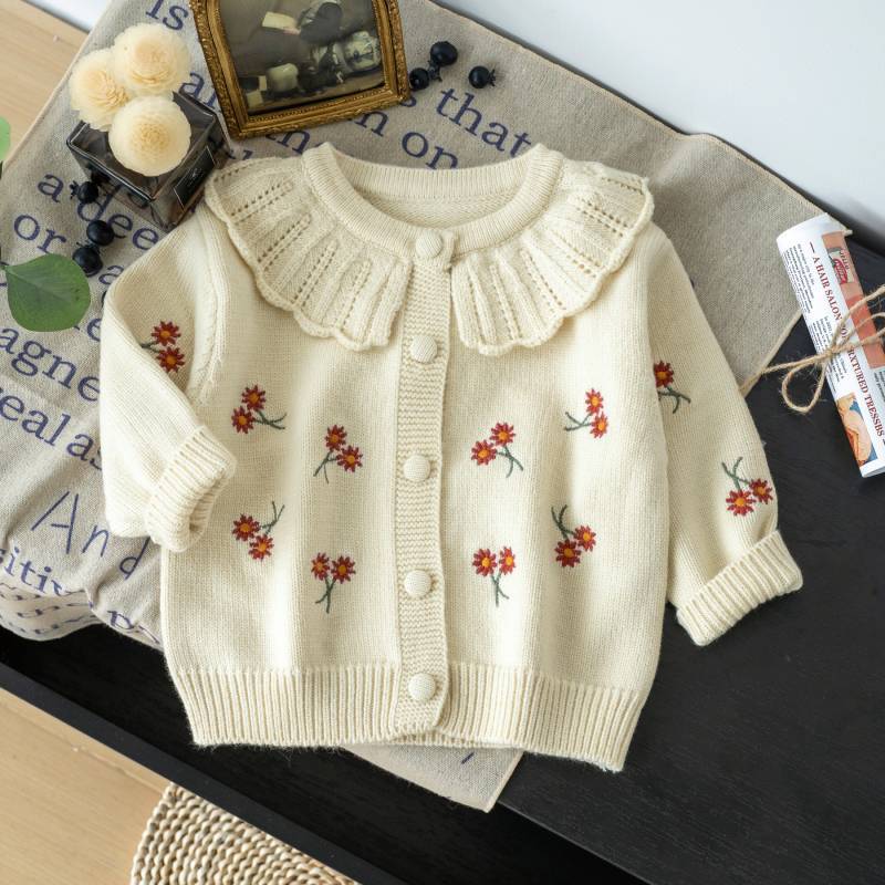 Cardigan Infantil Gola e Florzinhas