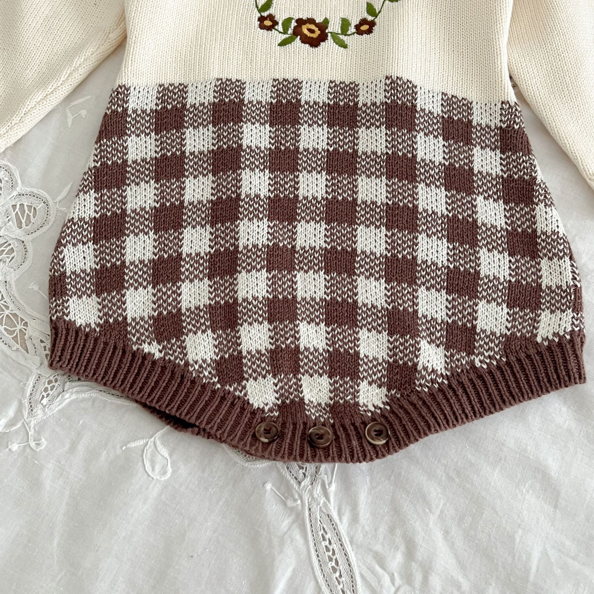 Body Infantil Feminino Xadrez Florzinhas