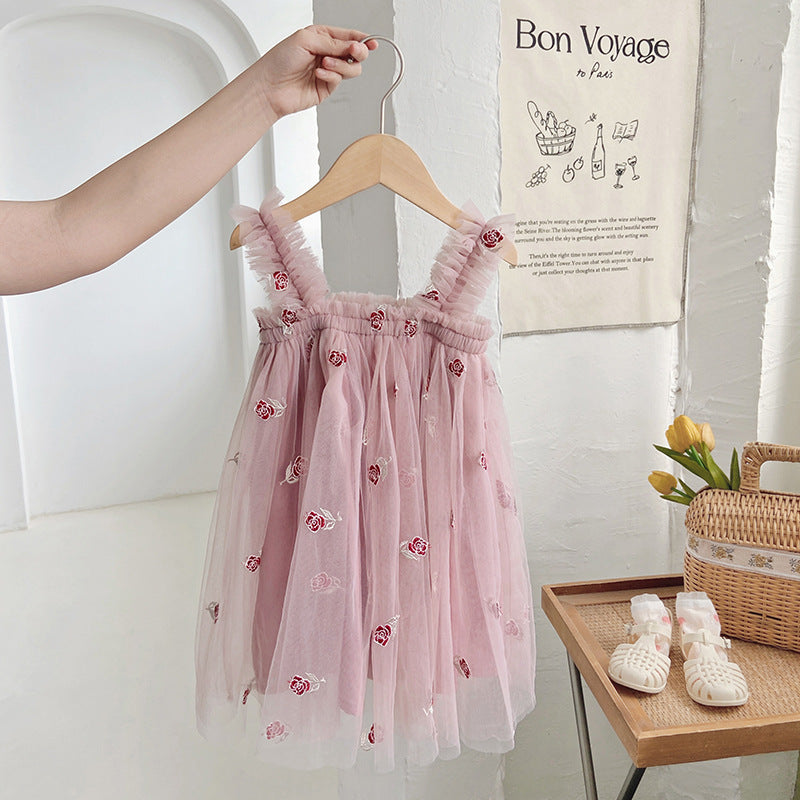 Vestido Infantil De Tule Florzinhas