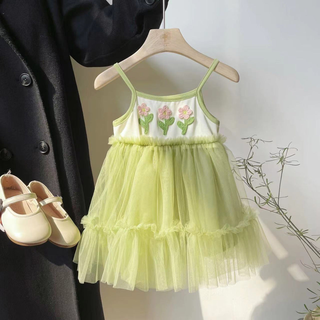 Vestido Infantil Tule Florzinhas