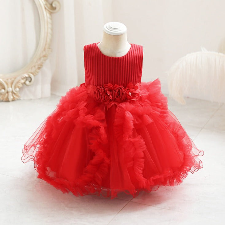 Vestido Infantil De Festa Saia Tule Florzinhas