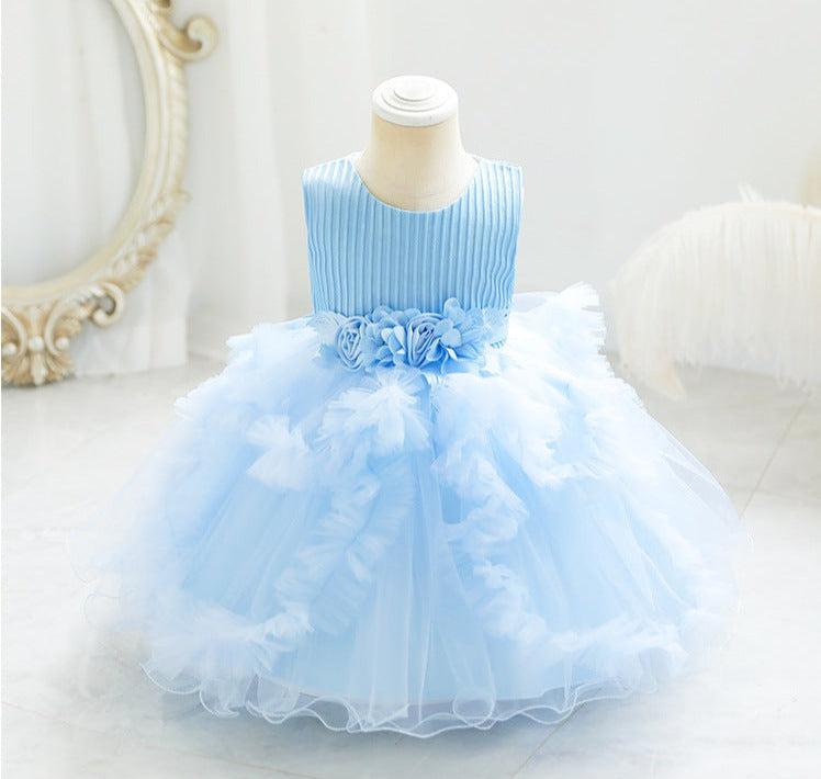 Vestido Infantil De Festa Saia Tule Florzinhas