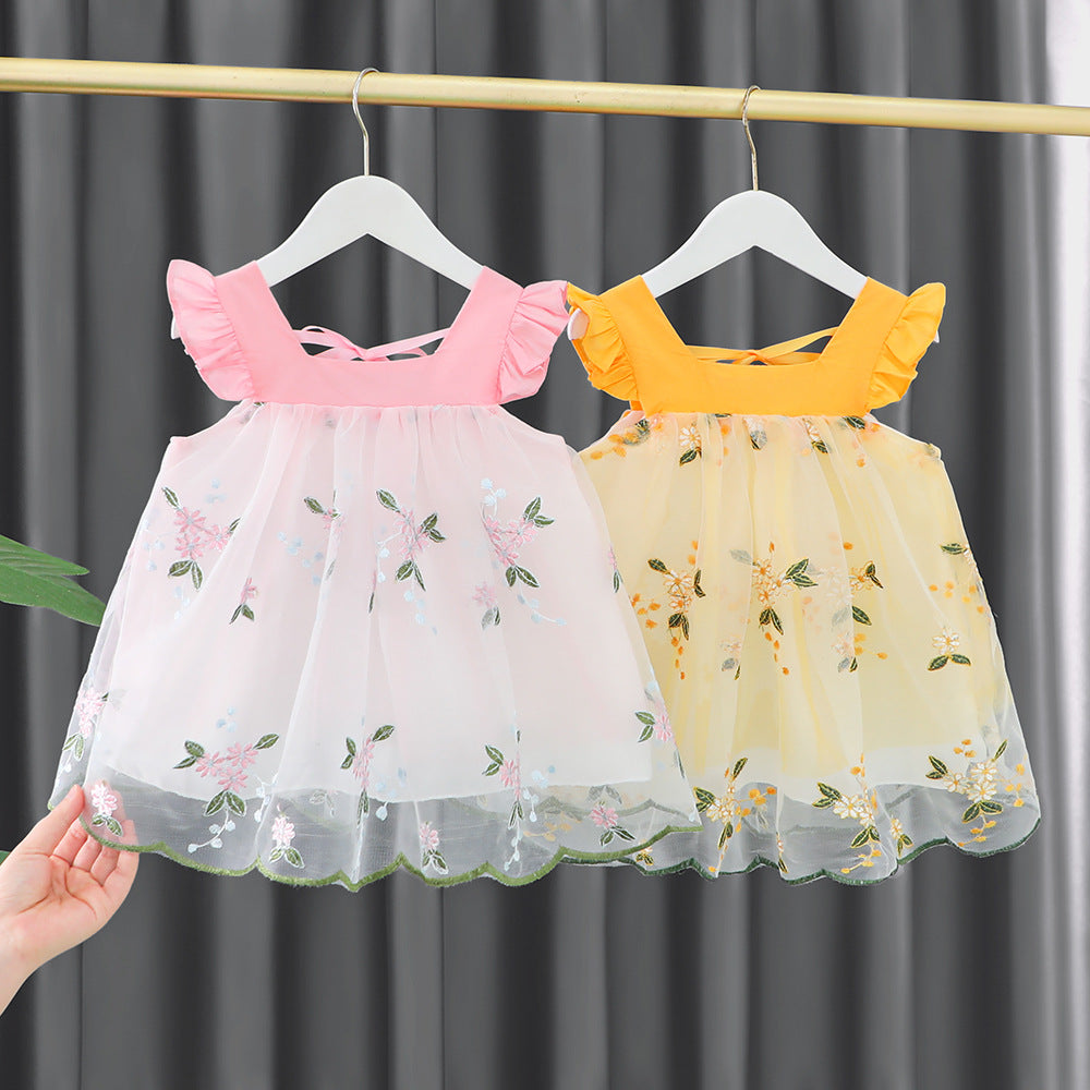 Vestido Infantil Floral Tule