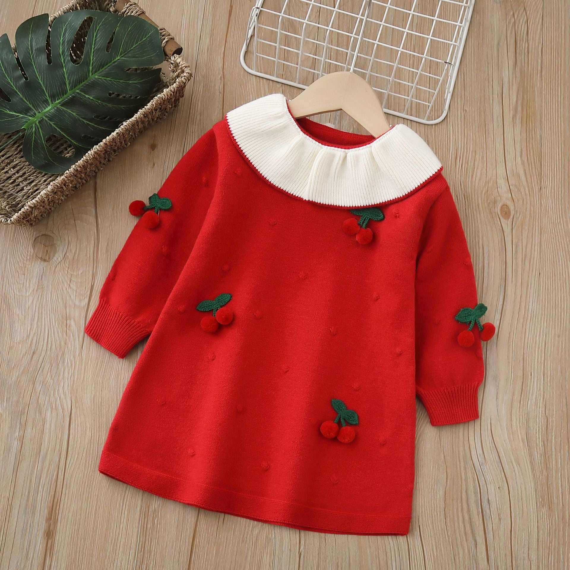 Vestido Infantil Inverno Cerejinhas