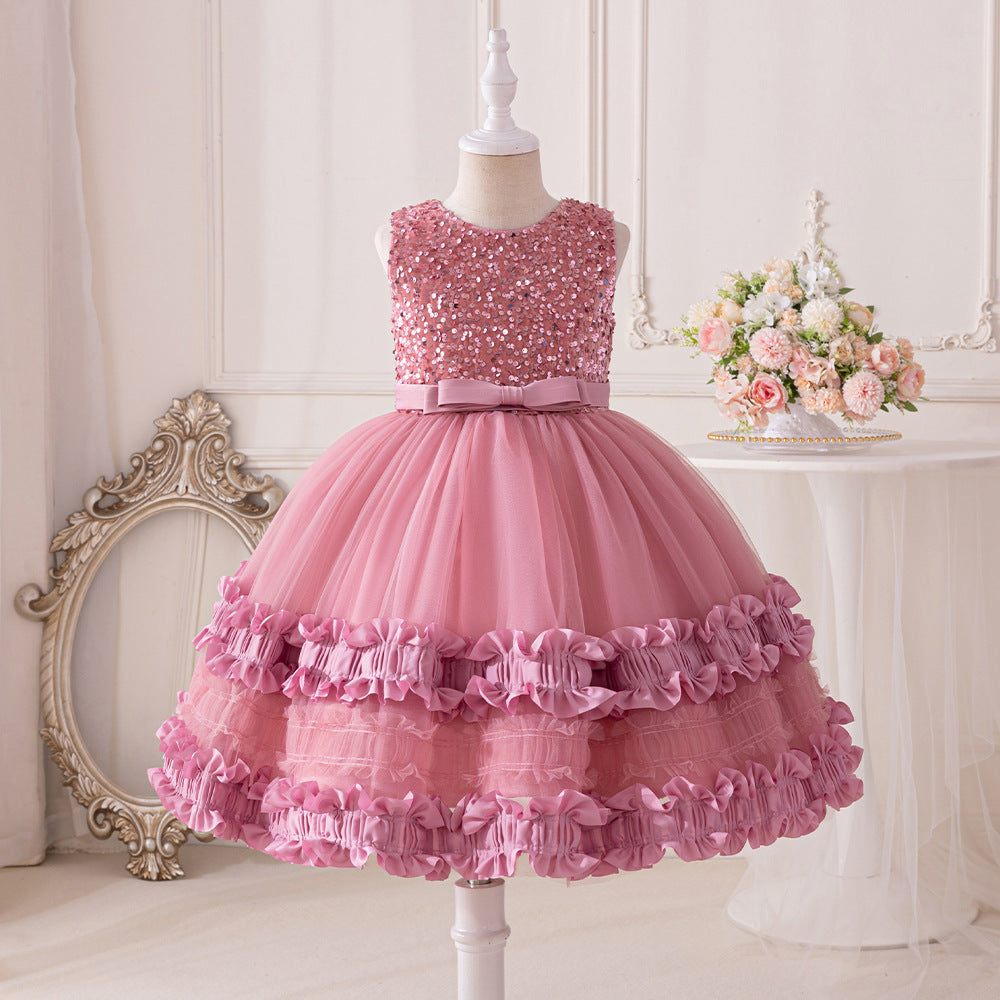 Vestido Infantil De Festa Brilhante Lacinho