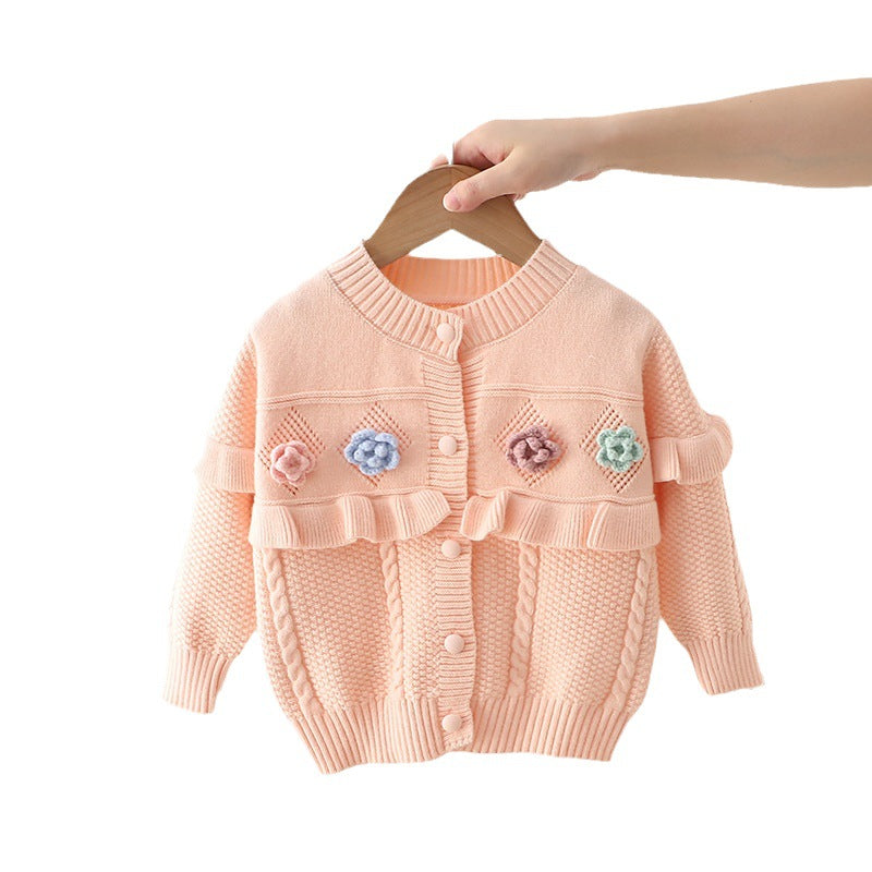 Cardigan Infantil Tricô Florzinhas