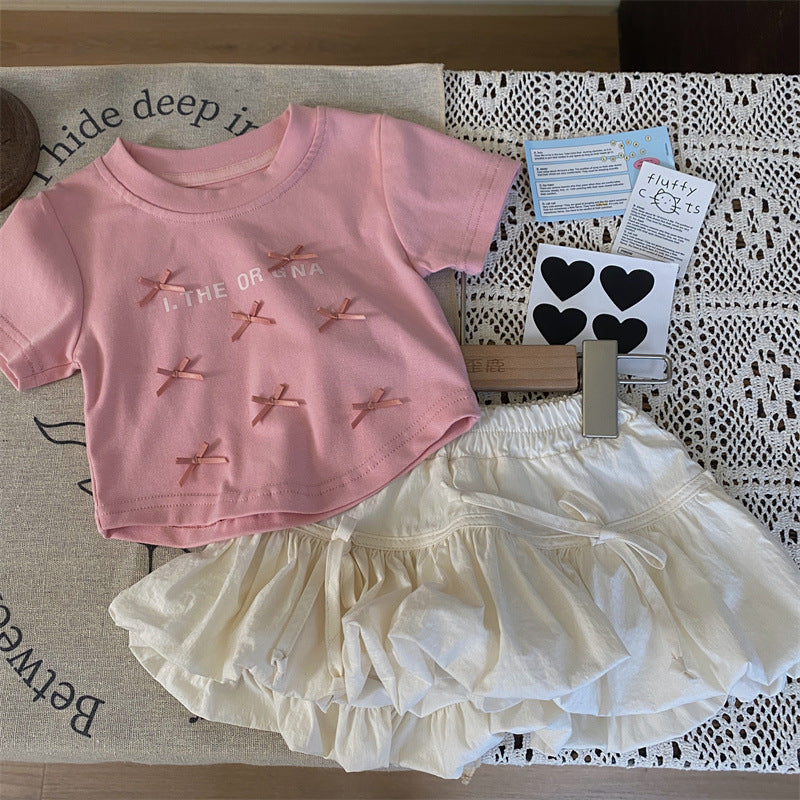 Conjunto Infantil Feminino Lacinhos Sainha