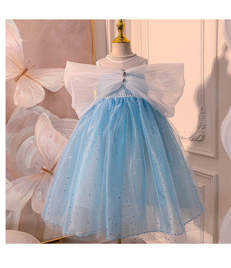 Vestido Infantil De Festa Brilhante Laço