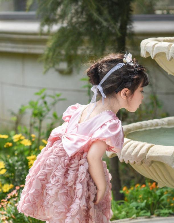 Vestido Infantil Rosa Flores