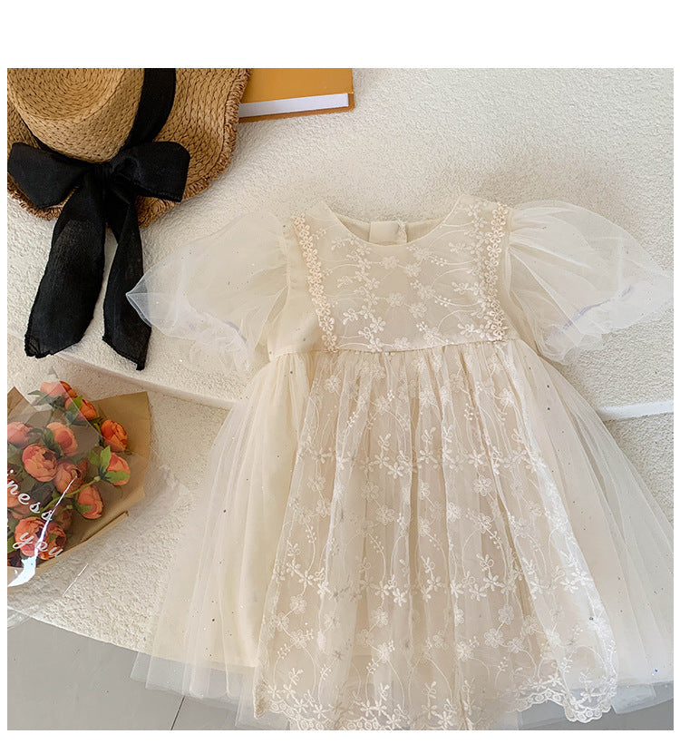 Vestido Infantil De Tule Florzinhas