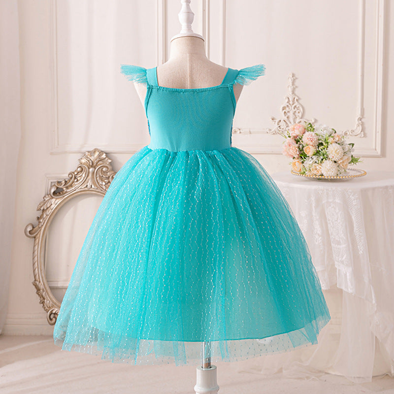 Vestido Infantil Princesa Azul Brilhante