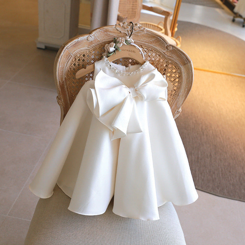 Vestido Infantil Branco com Laço e Pedras