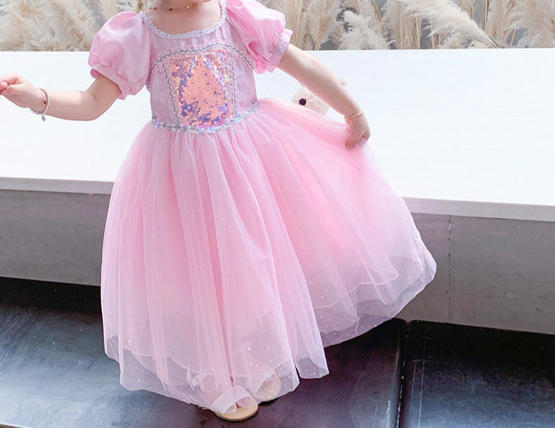 Vestido De Princesa Rosa Brilhos