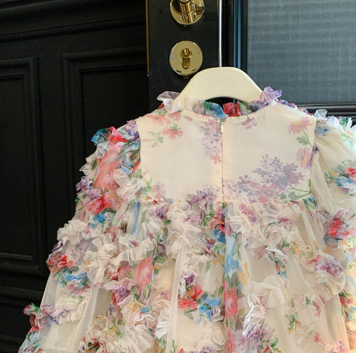 Vestido Infantil Tule Floral