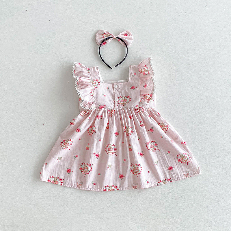 Vestido Infantil Ursinhos e Flores