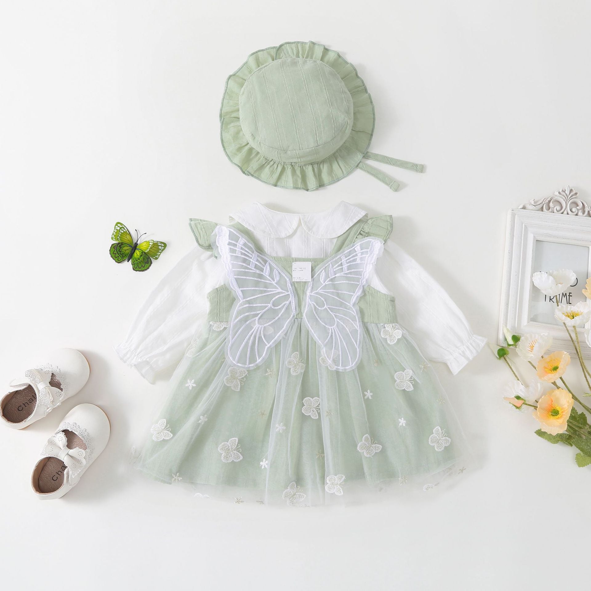 Vestido Infantil Borboletinhas + Chapéu