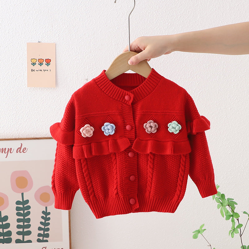 Cardigan Infantil Tricô Florzinhas