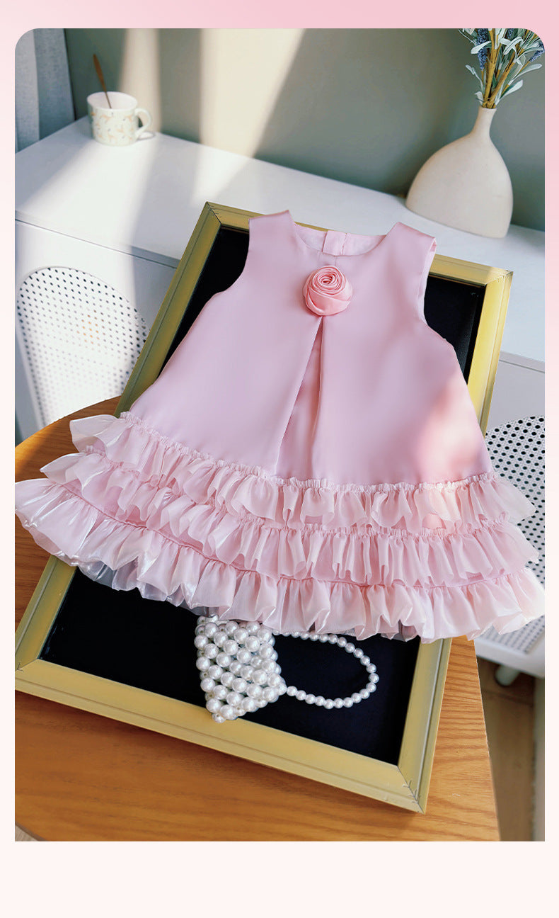Vestido Infantil  Florzinha com Barra Tule