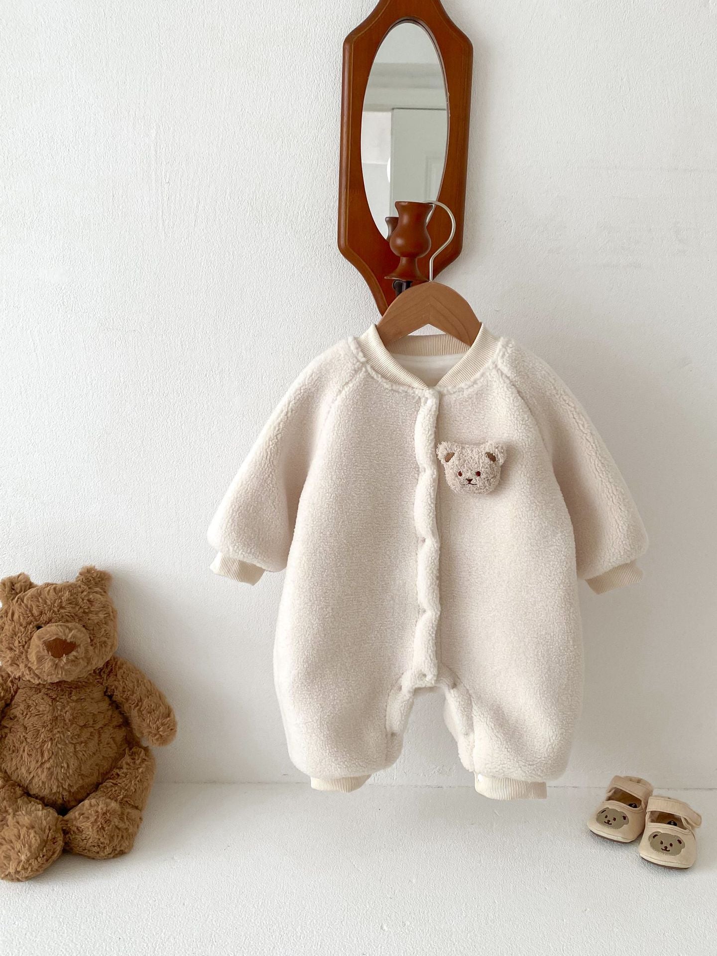 Macacão Infantil Pelúcia Botões Ursinho