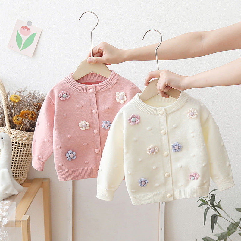 Cardigan Infantil Tricô Florzinhas