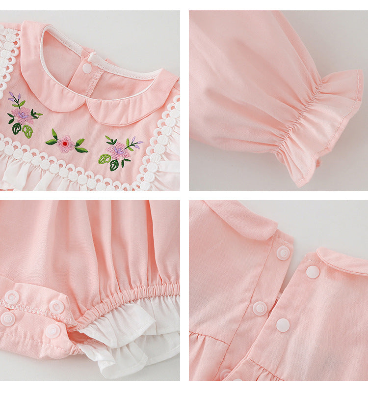 Vestido Infantil Rosa Bordadinho