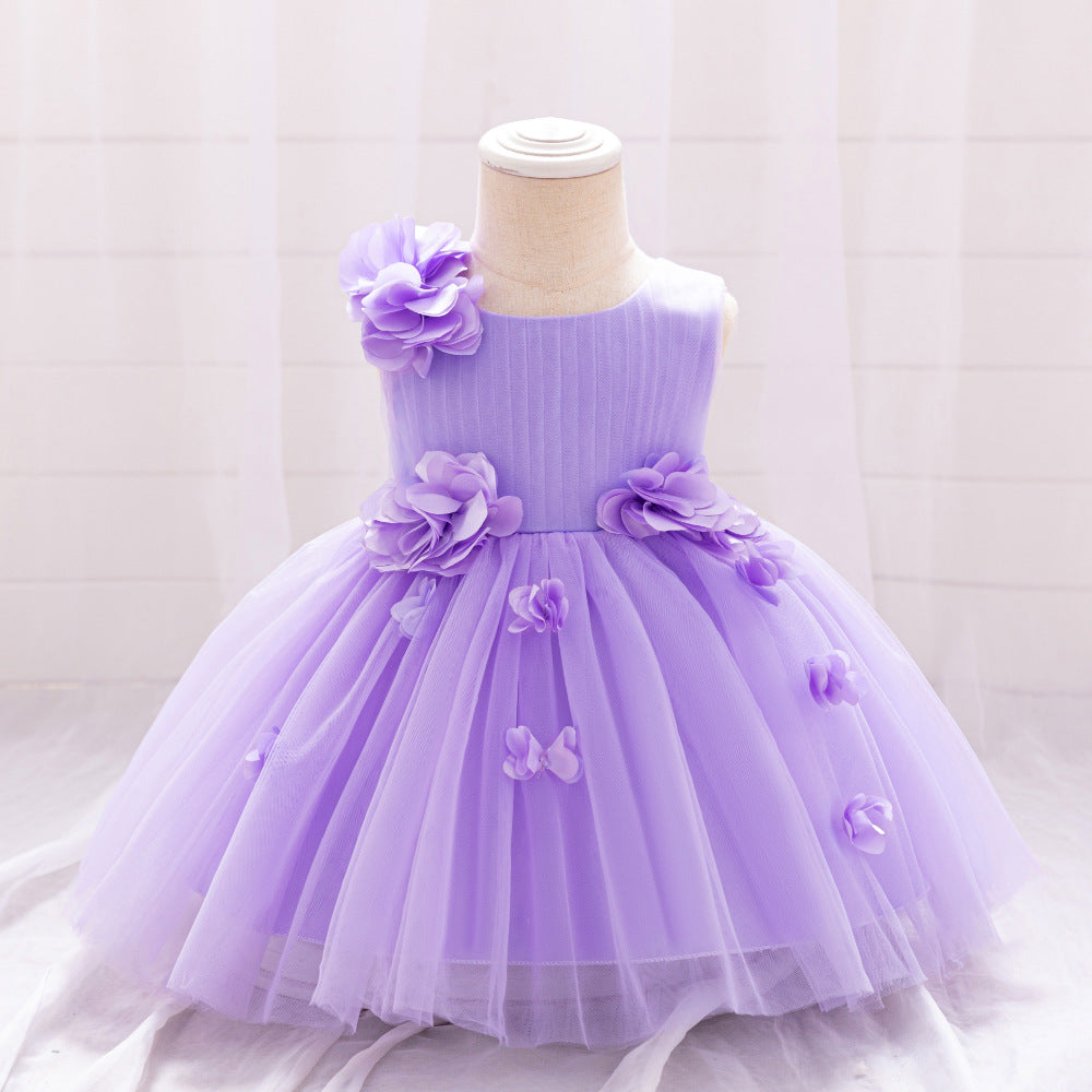 Vestido De Festa Infantil Roxo Flores