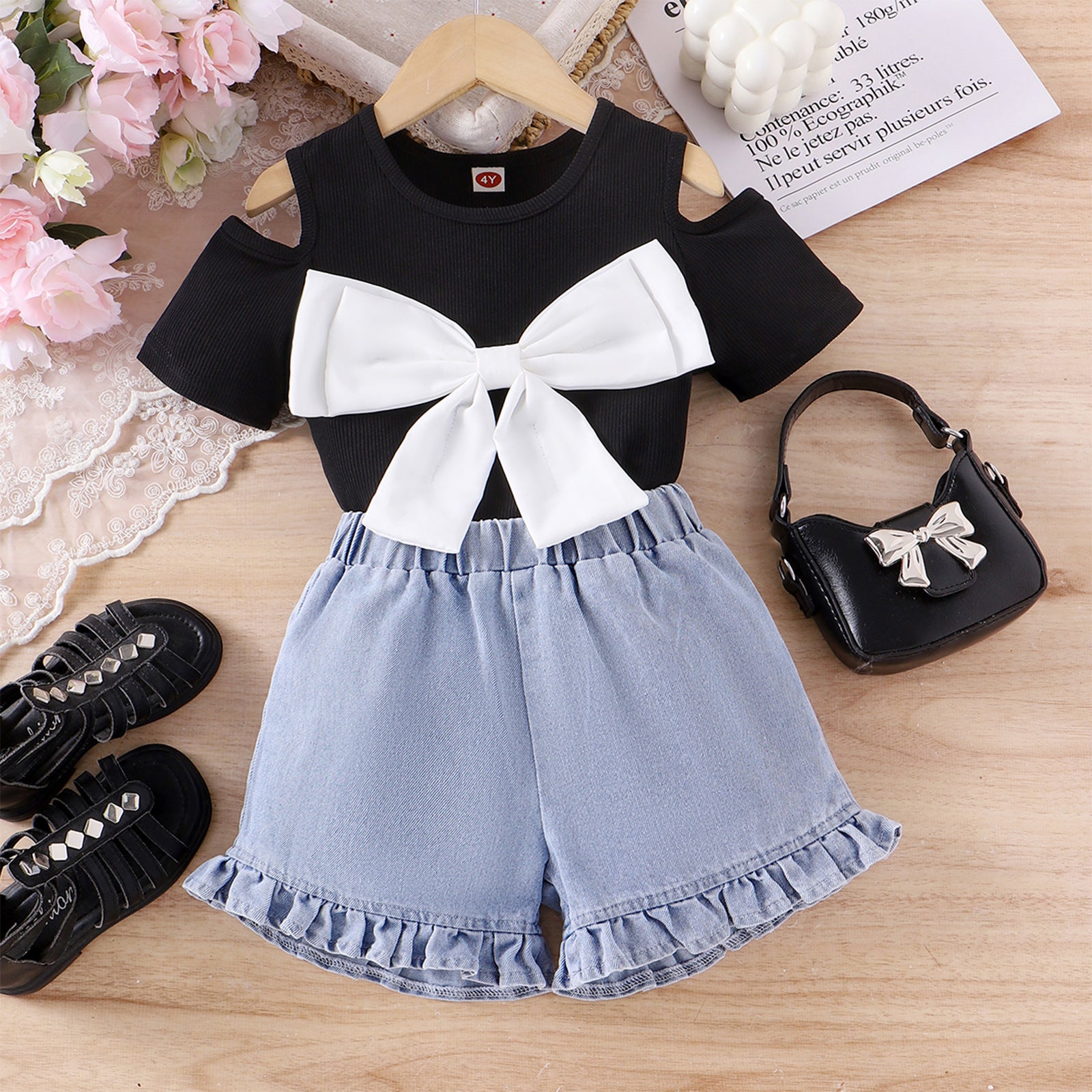 Conjunto Infantil Feminino Lacinho e Jeans