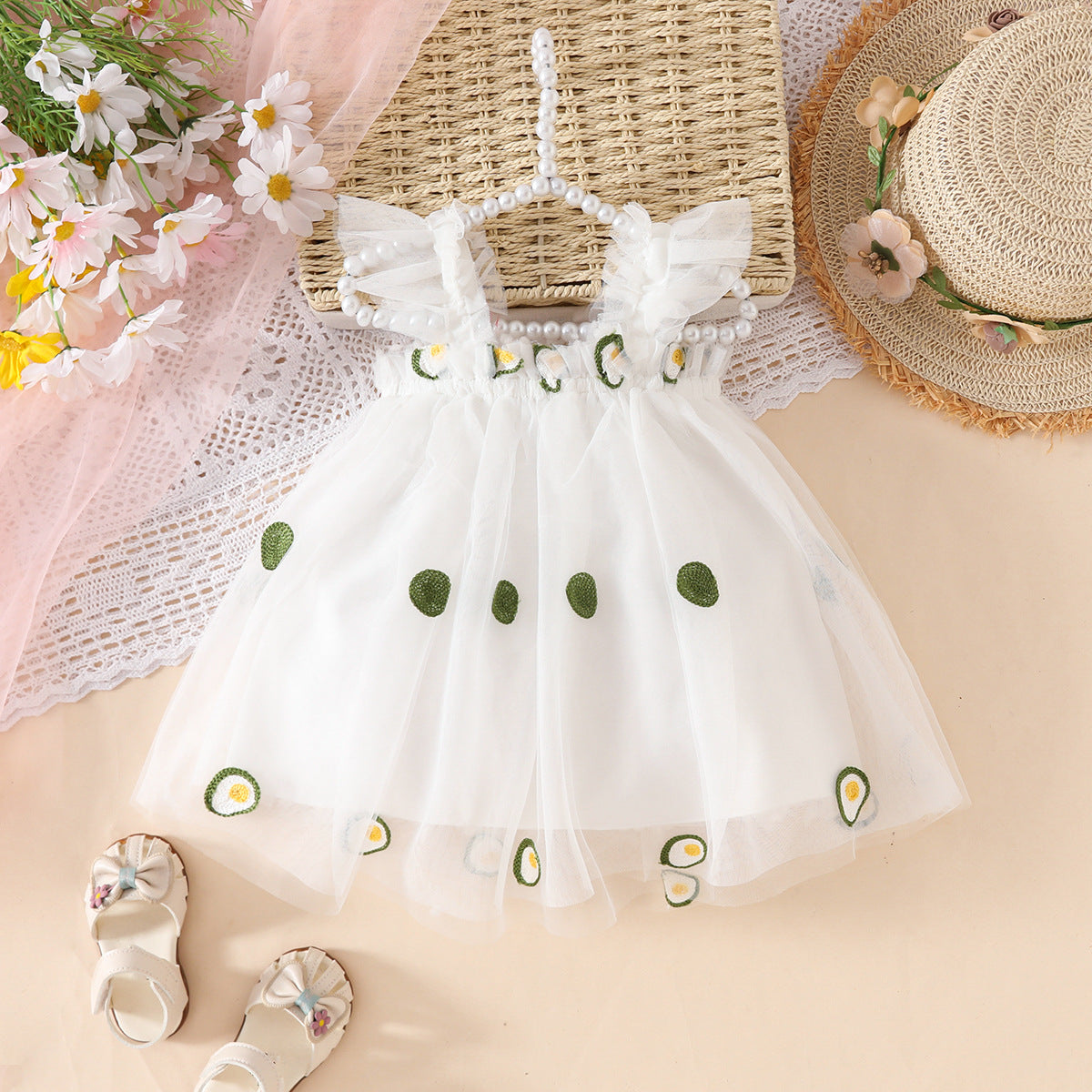 Vestido Infantil Tule Frutinhas