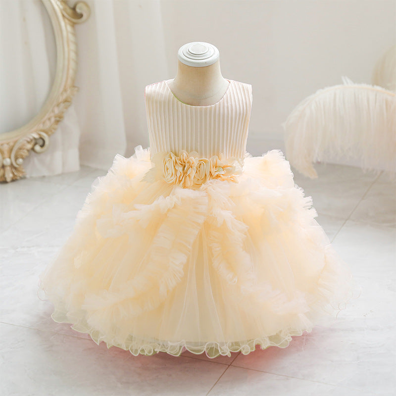 Vestido Infantil De Festa Saia Tule Florzinhas