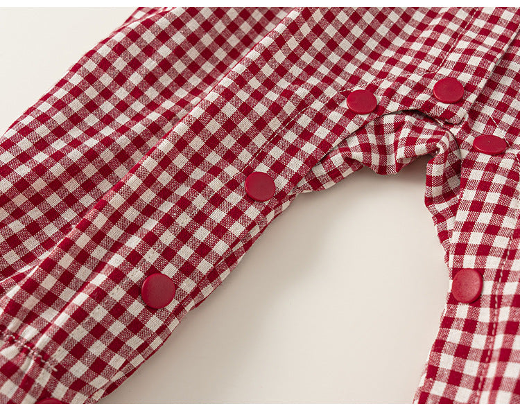 Macacão Infantil Xadrez Moranguinhos