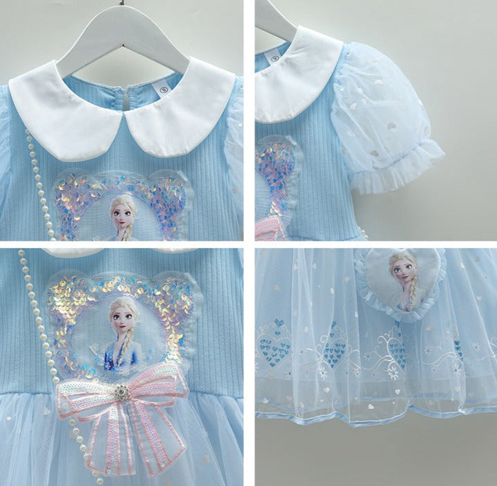 Vestido Infantil Tule Elsa Frozen