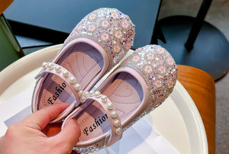 Sapato Infantil Feminino Florzinhas Brilhantes