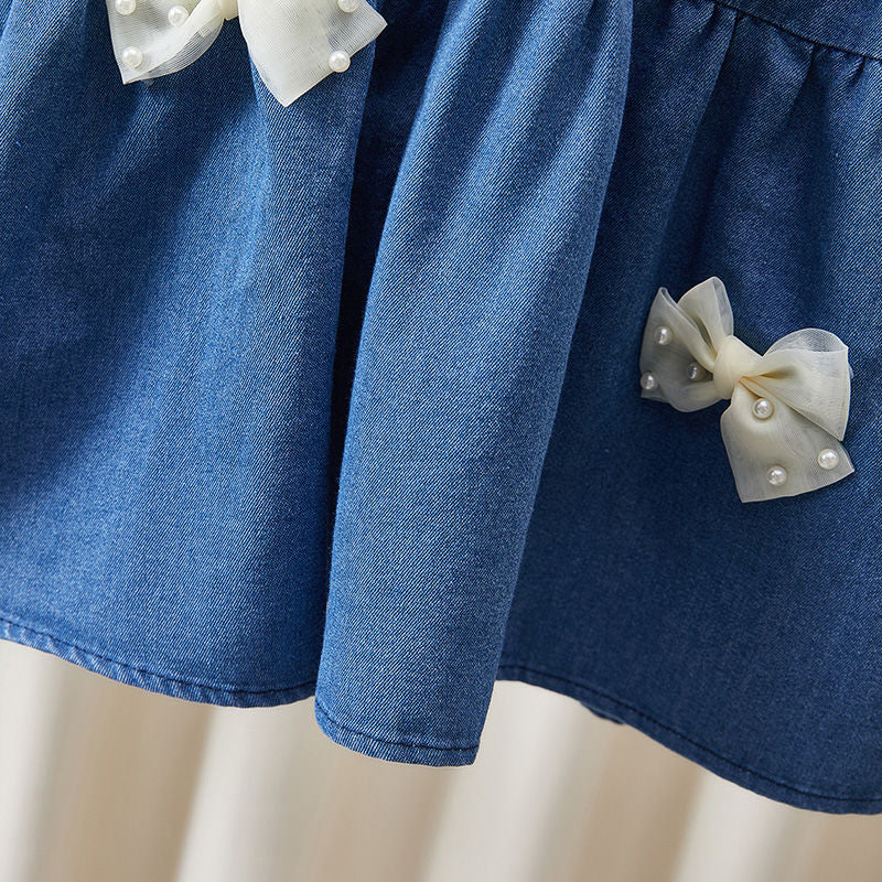 Vestido Infantil Jeans Lacinhos