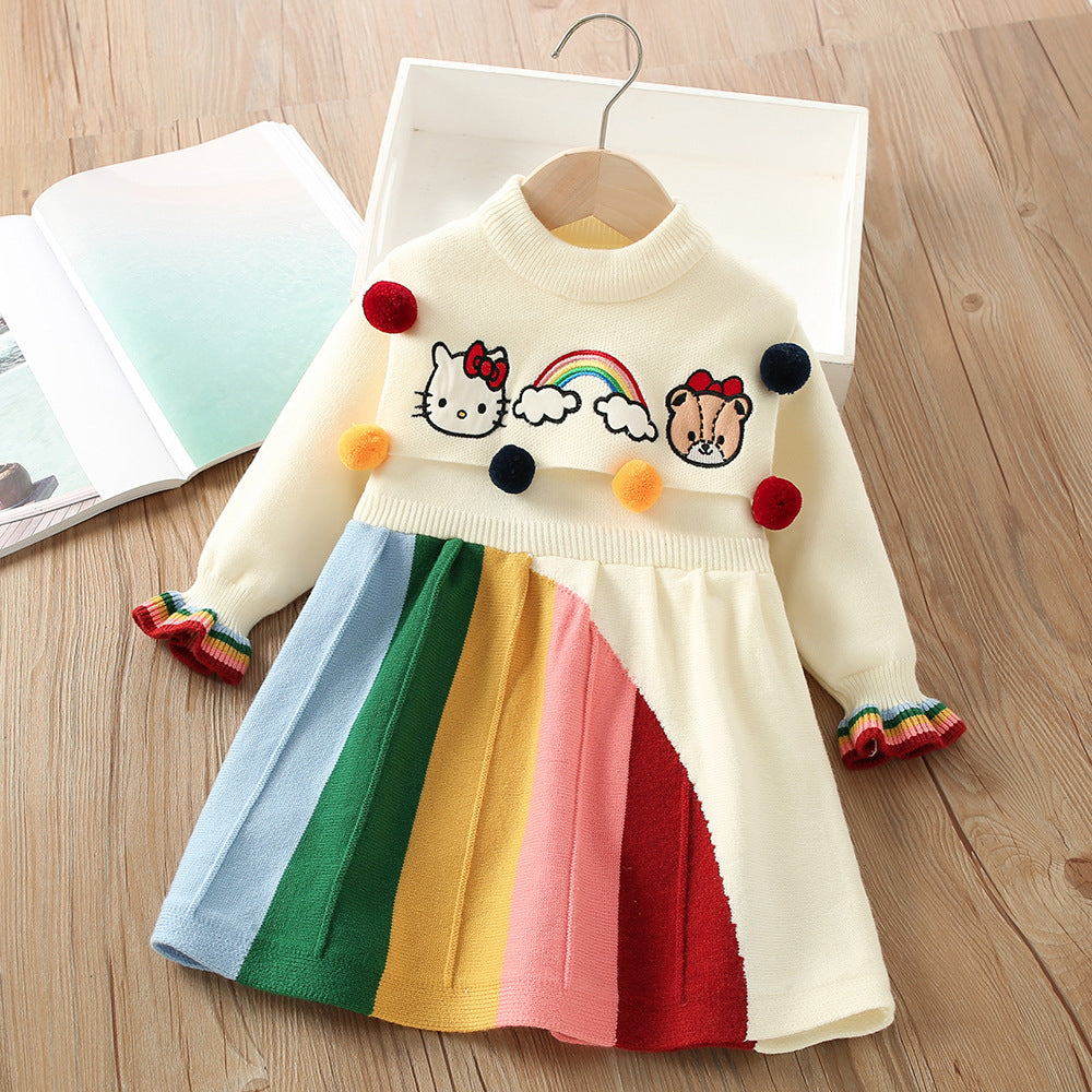 Vestido Infantil Tricô Hello Kity