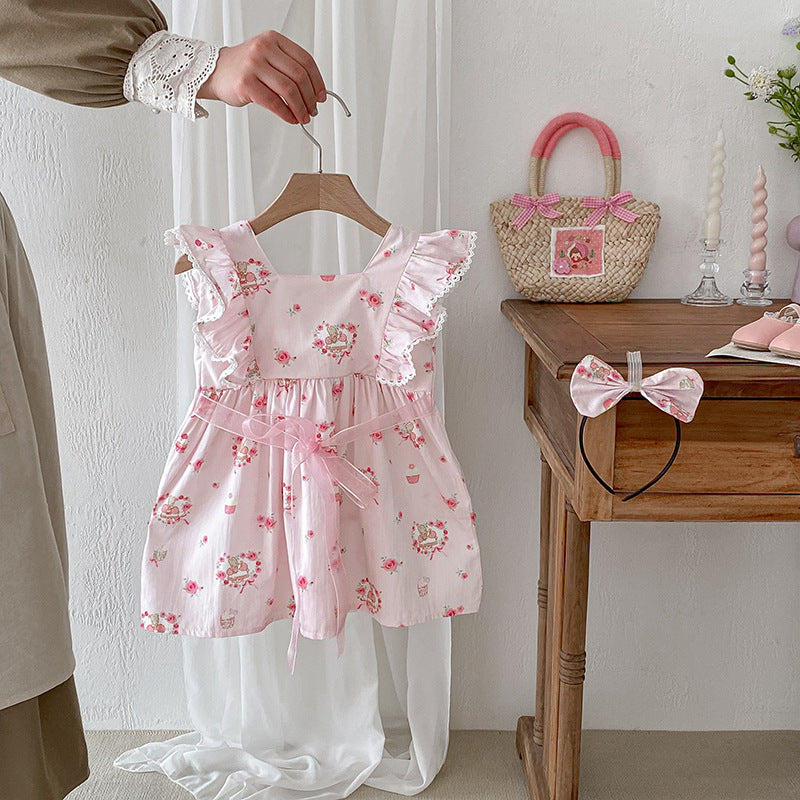 Vestido Infantil Ursinhos e Flores