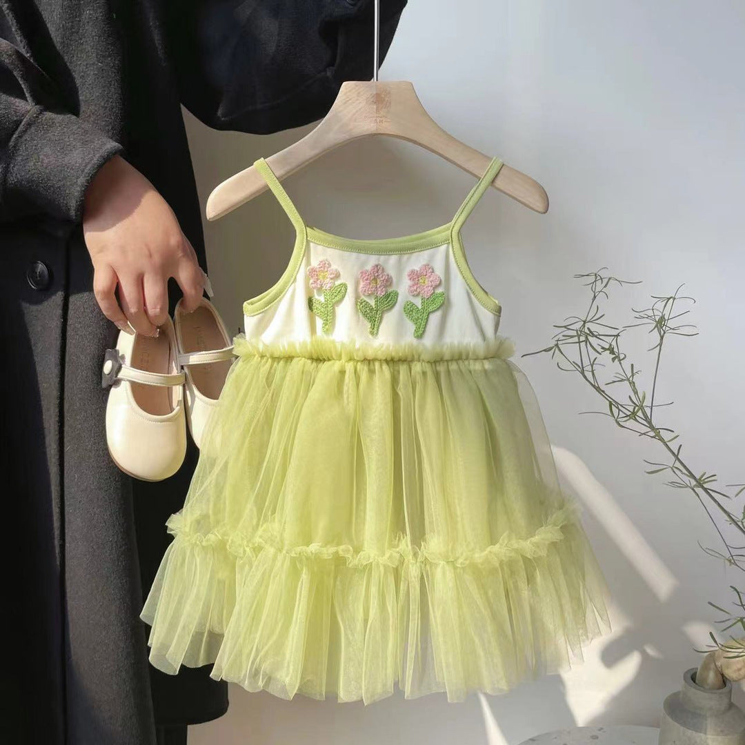 Vestido Infantil Tule Florzinhas