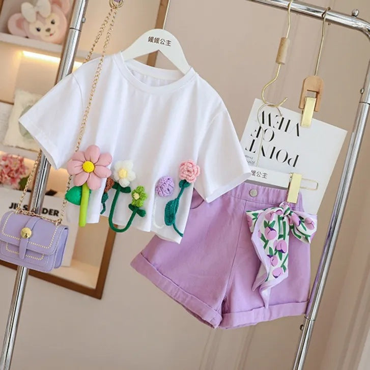 Conjunto Infantil Feminino Verão Florzinhas