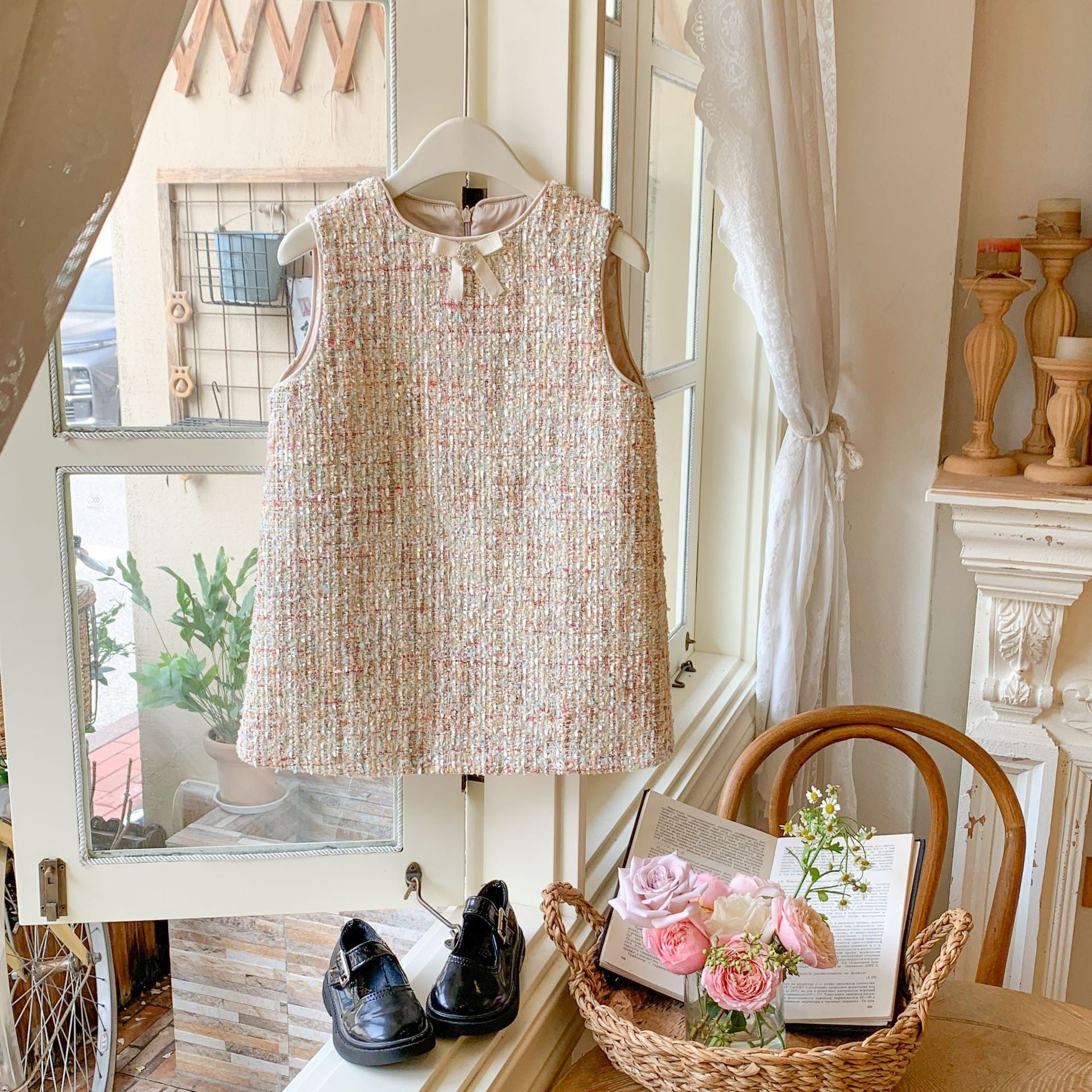 Vestido Infantil Tweed + Camisa