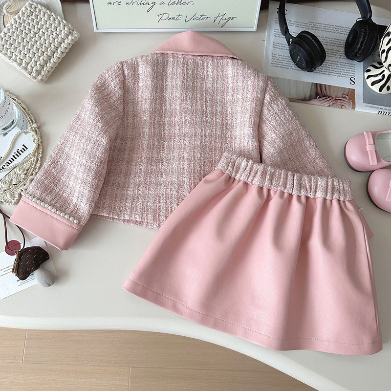 Conjunto Infantil Feminino Rosa Pérolas