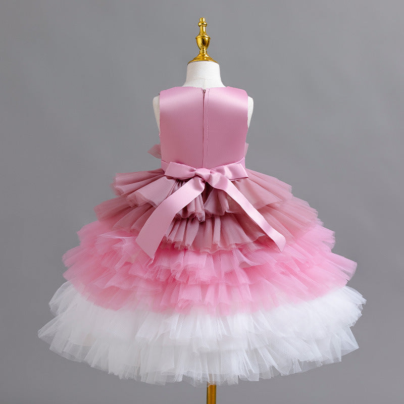 Vestido Infantil Tule Camadas Brilhante