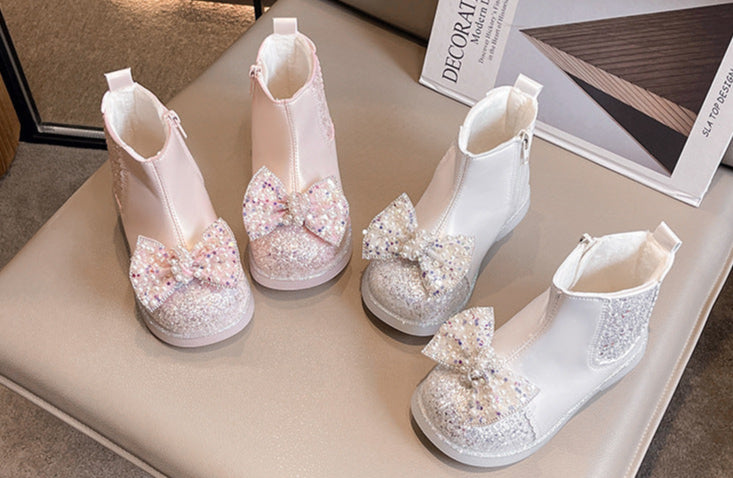 Bota Infantil Feminina Brilhante Lacinho