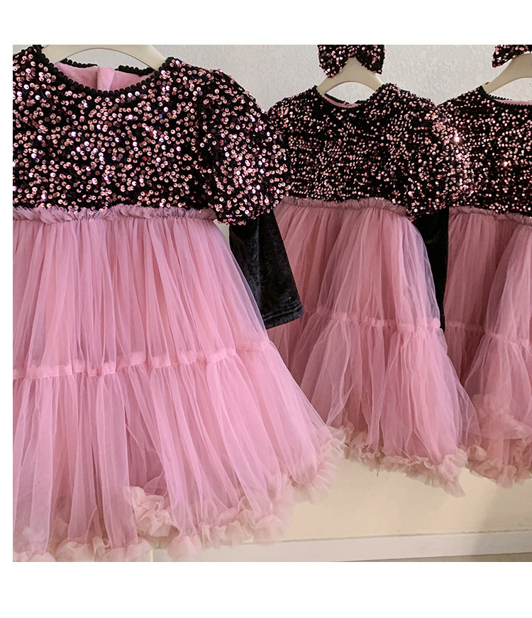 Vestido Infantil Rosa Brilhante