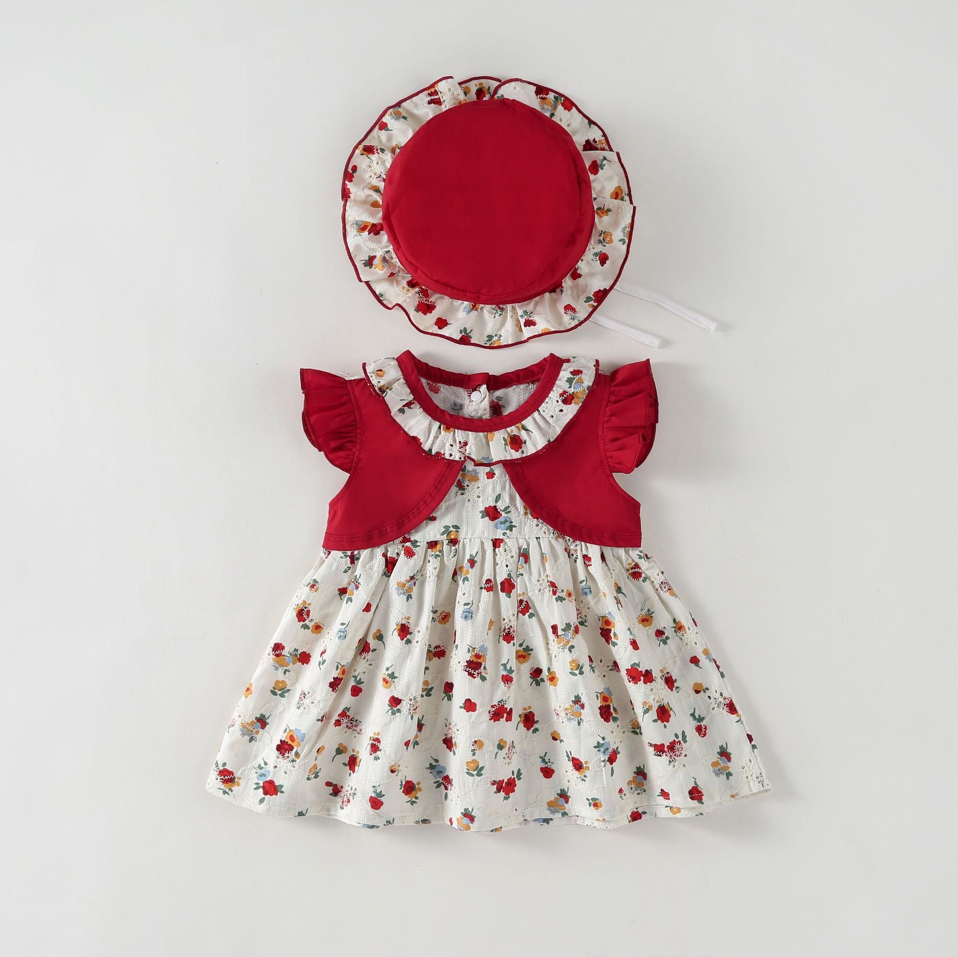 Vestido Infantil Verão Florzinhas + Chapéu