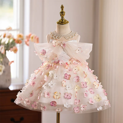 Vestido Infantil de Festa Florzinhas e Laço