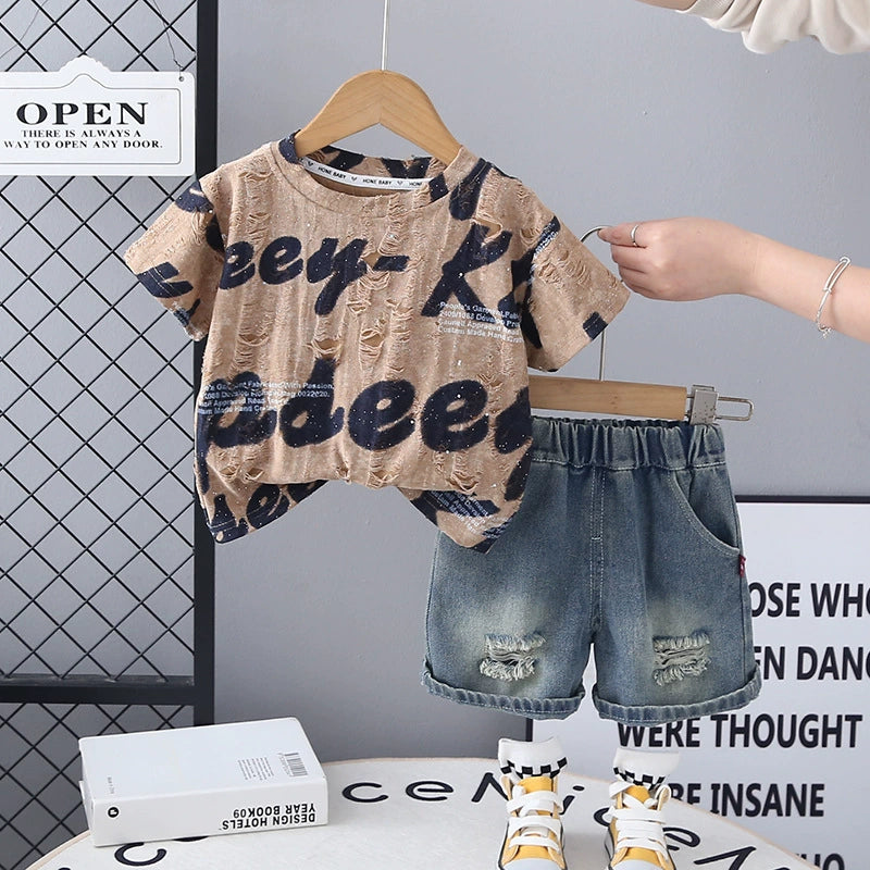 Conjunto Infantil Masculino Letras e Jeans