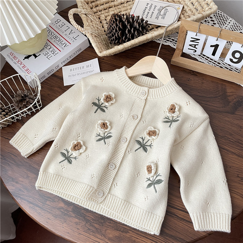 Cardigan Infantil Tricô Florzinhas