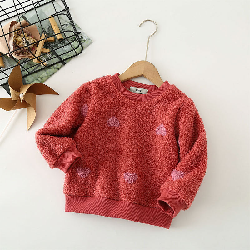 Blusa Infantil Inverno Plush Cerejinha/ Corações