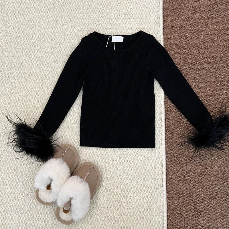 Blusa Infantil Feminina Manga Com Pelinhos