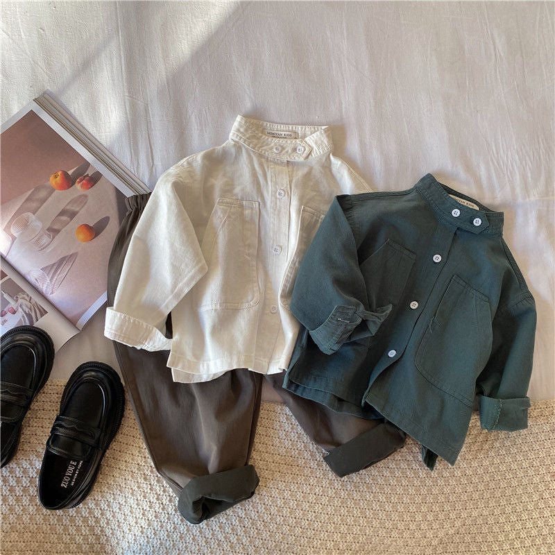 Camisa Infantil Moderna Bolsinho e Botões